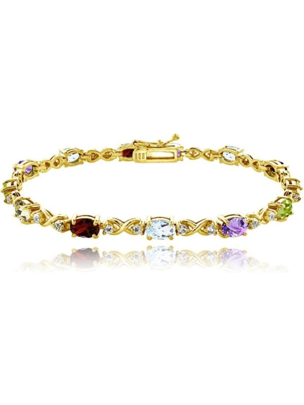 Sterling Silver Infinity Bracelet with 6x4mm Oval Gemstones for Women